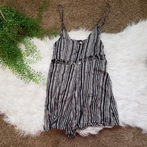 RVCA Striped Cutout Open Midriff Romper